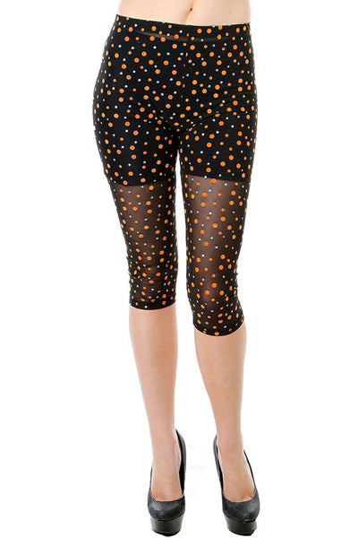 Polka Dot Sheer Capri Leggings
