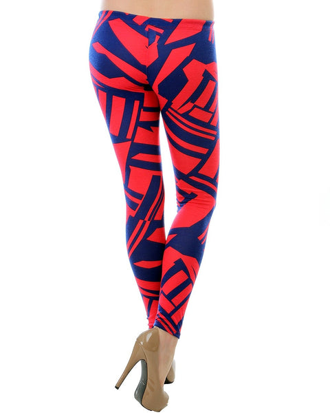 Love of Leggings - Red Geometric Rayon Leggings